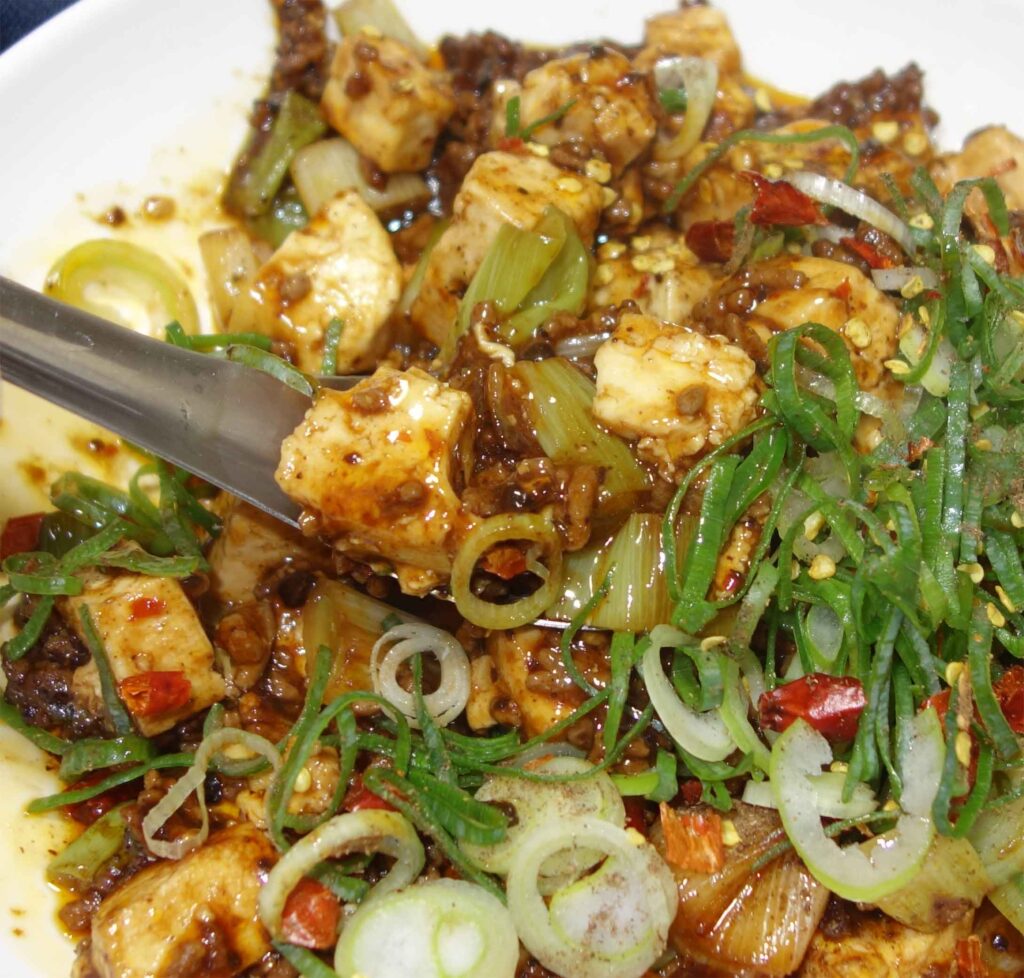 麻婆豆腐とネギ