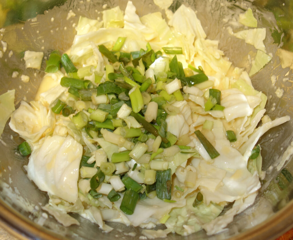 キャベツとネギを混ぜたサラダ