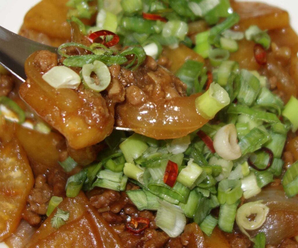 肉じゃがとネギ