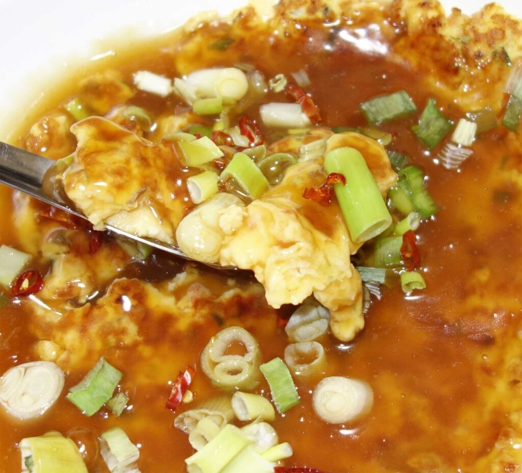 かに玉のあんかけ料理