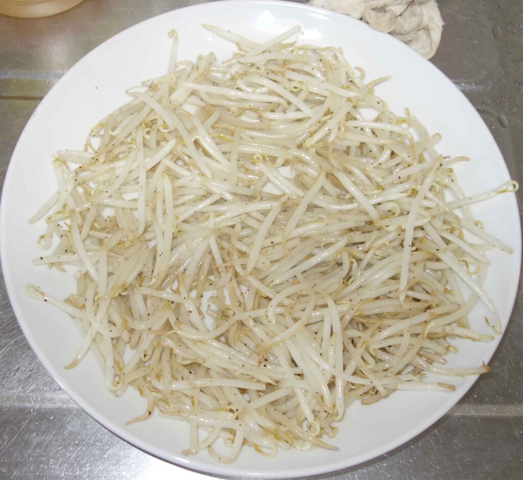 お皿に盛られたもやし