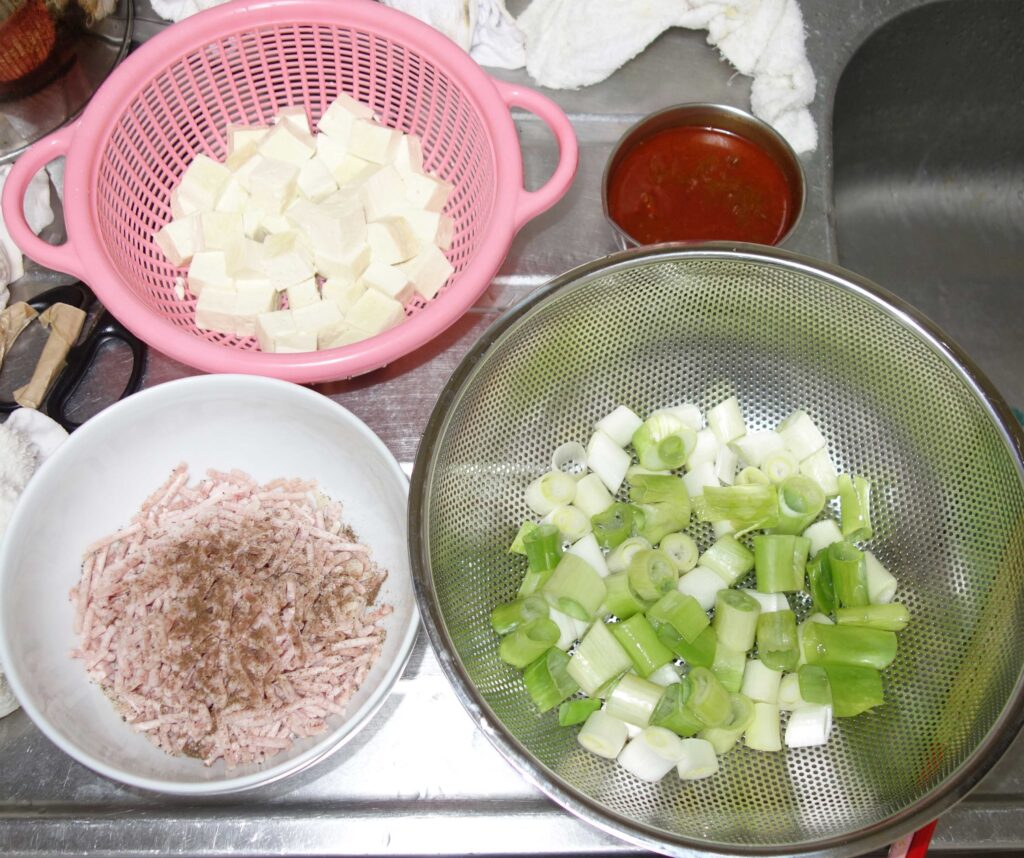 麻婆豆腐の材料