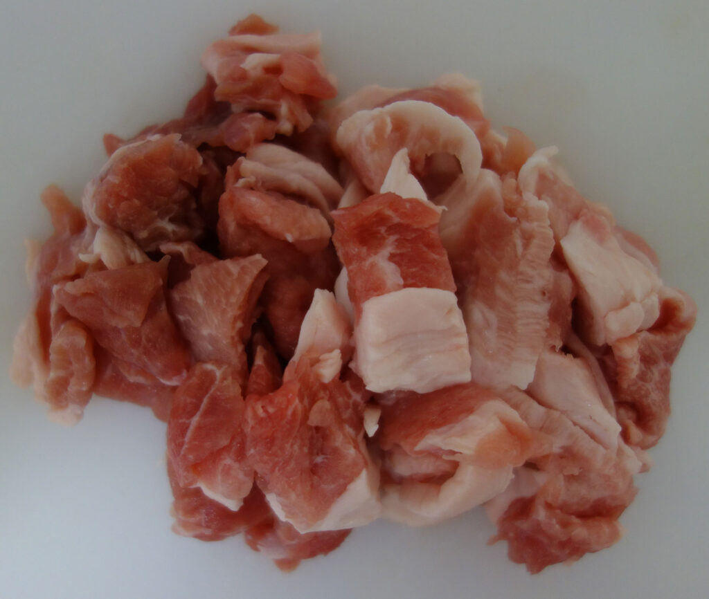 切られた豚肉