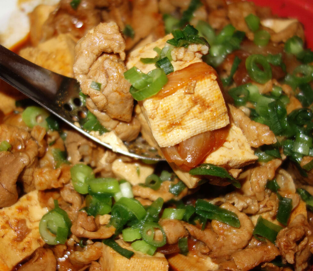 豆腐と豚肉の炒め物